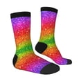 thumbnail image 3 of Uemuo Colorful Glitter Pattern Women's Crew Socks, Soft Durable Breathable Moisture-Wicking with Odor Control Cotton socks, 3 of 9