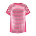 thumbnail image 5 of JSheng Women's Casual Summer Tops T-Shirts for Women Striped Color Block Crewneck Short Sleeve Workout Loose Pullover Tops Hot Pink L, 5 of 5