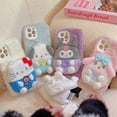 thumbnail image 2 of Sanrio-funda de felpa con dibujos animados para teléfono móvil, carcasa trasera suave con bolsa, Hello Cinnamoroll Kuromi, para iPhone 14, 13, 12, 11 Pro Max, Y2k Fivean unisex, 2 of 2