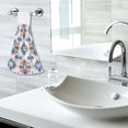 thumbnail image 5 of Yayeee Kitchen Hanging Hand Towels Set of 2 with Loop Bathroom Absorbent Tie Towel, Navy Blossom Mosaic, 5 of 7