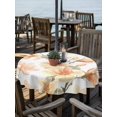 thumbnail image 2 of Outdoor Tablecloth with Umbrella Hole for Patio/Picnic/Party/Camping, Orange Flowers Waterproof Table Cloth Round Cover Washable, Spring Watercolor Botanical Floral Leaf Plant (Dia 60"), 2 of 9