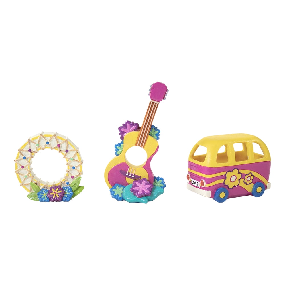 Penn-Plax Peace & Love Resin Kit Aquarium Decor for Fish Tanks - Purple & Yellow Accents - Small