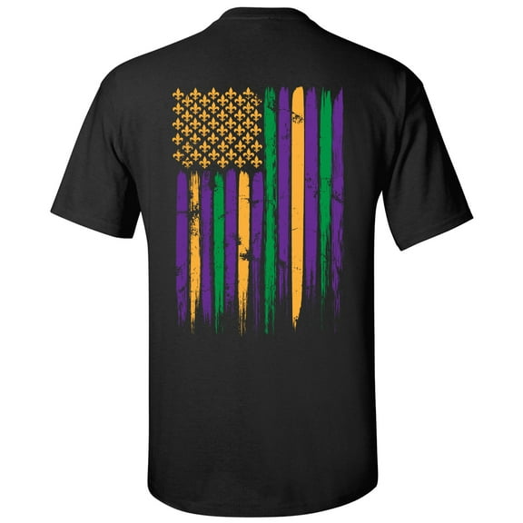 Mardi Gras Colorful Flag Unisex Short Sleeve T-shirt-Black-X-Large