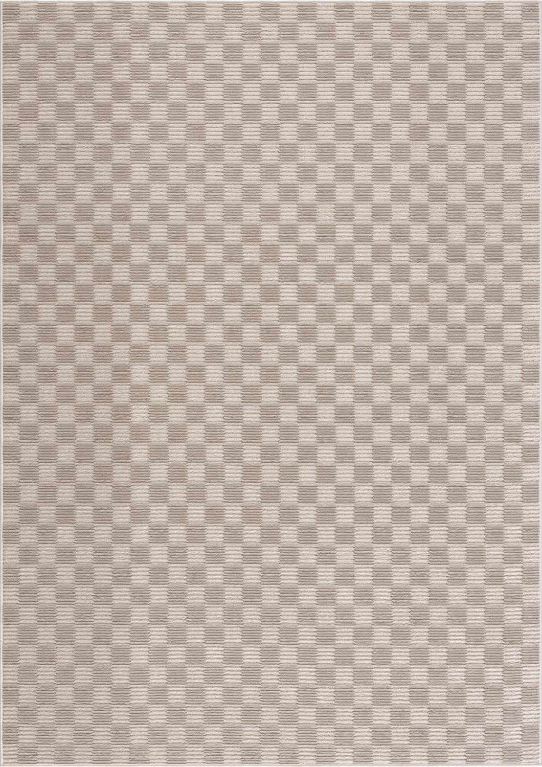 Hauteloom Truls Machine Washable Contemporary Runner Rug - Modern Geometric Checkered Carpet for Hallway, Kitchen - Beige, Cream - 2'7" x 7'3"