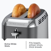 BLACK+DECKER 2‑Slice Toaster with Rapid Toast Technology, Black Stainless Steel, Extra‑Wide Self‑Centering Slots, 7 Settings, Pull‑Out Crumb Tray