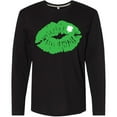 thumbnail image 3 of Inktastic St. Patrick's Day Lucky Lips with White Shamrock Long Sleeve T-Shirt, 3 of 5