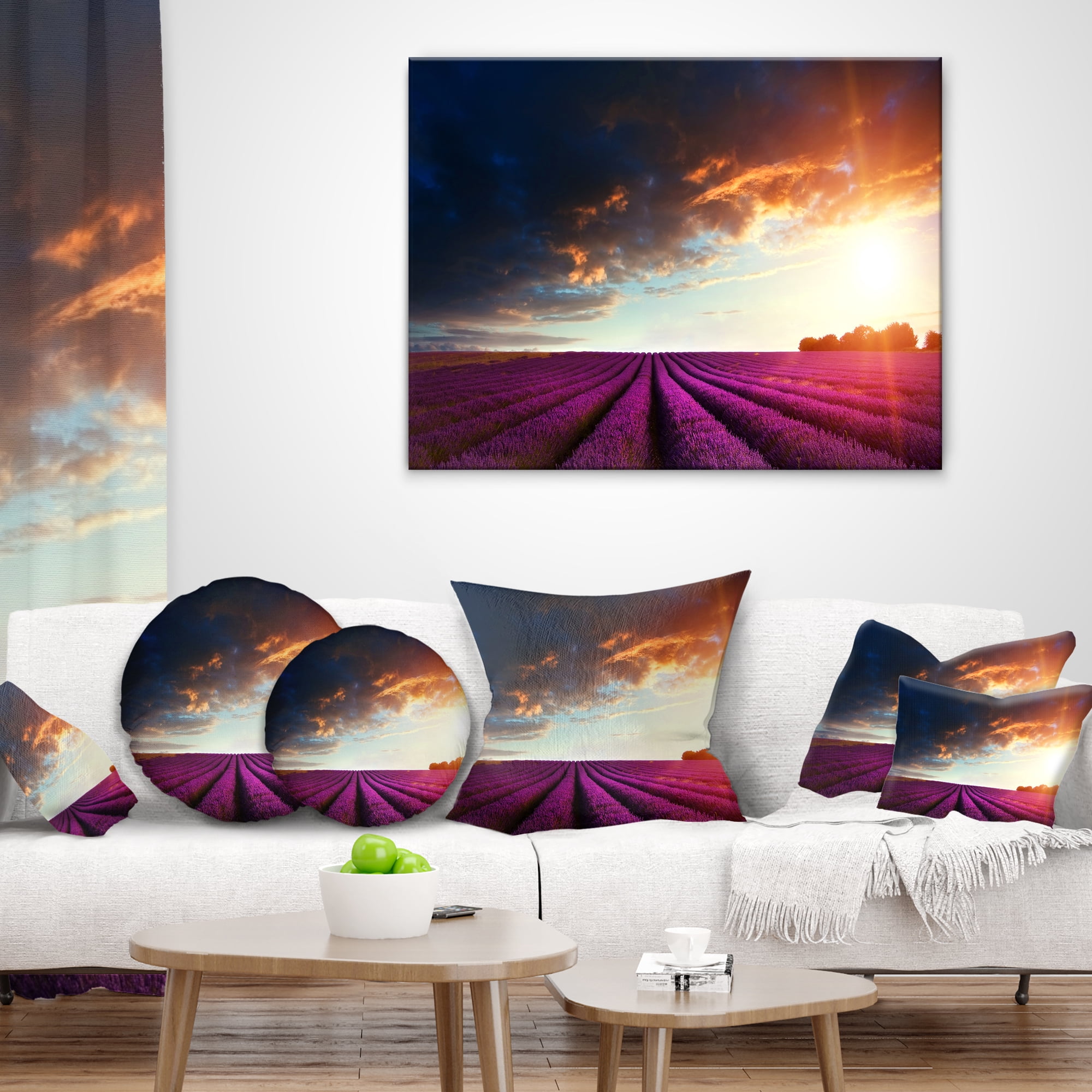 Designart 12" x 20" Purple Polyester Throw Pillow