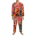 thumbnail image 3 of Sikiie Vibrant Floral Collage Portrait Mens Pajama Set, Soft Warm Long Sleeve Sleepwear, Cozy Button-Down Pjs for Men-Small, 3 of 7