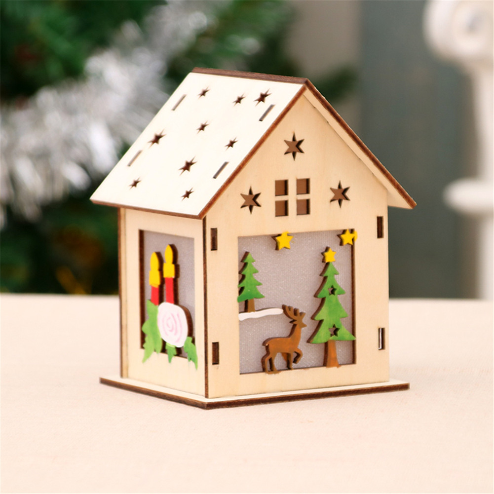 Christmas Decoration Small Wooden House Shape Ornament With Led Night Christmas Tree Pendant Window Decoration Walmart Canada