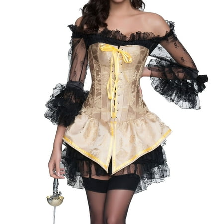 

YWDJ Womens Corset Top Women Fashionable Back Off Corset Performance Body Shaping Clothes Yellow M