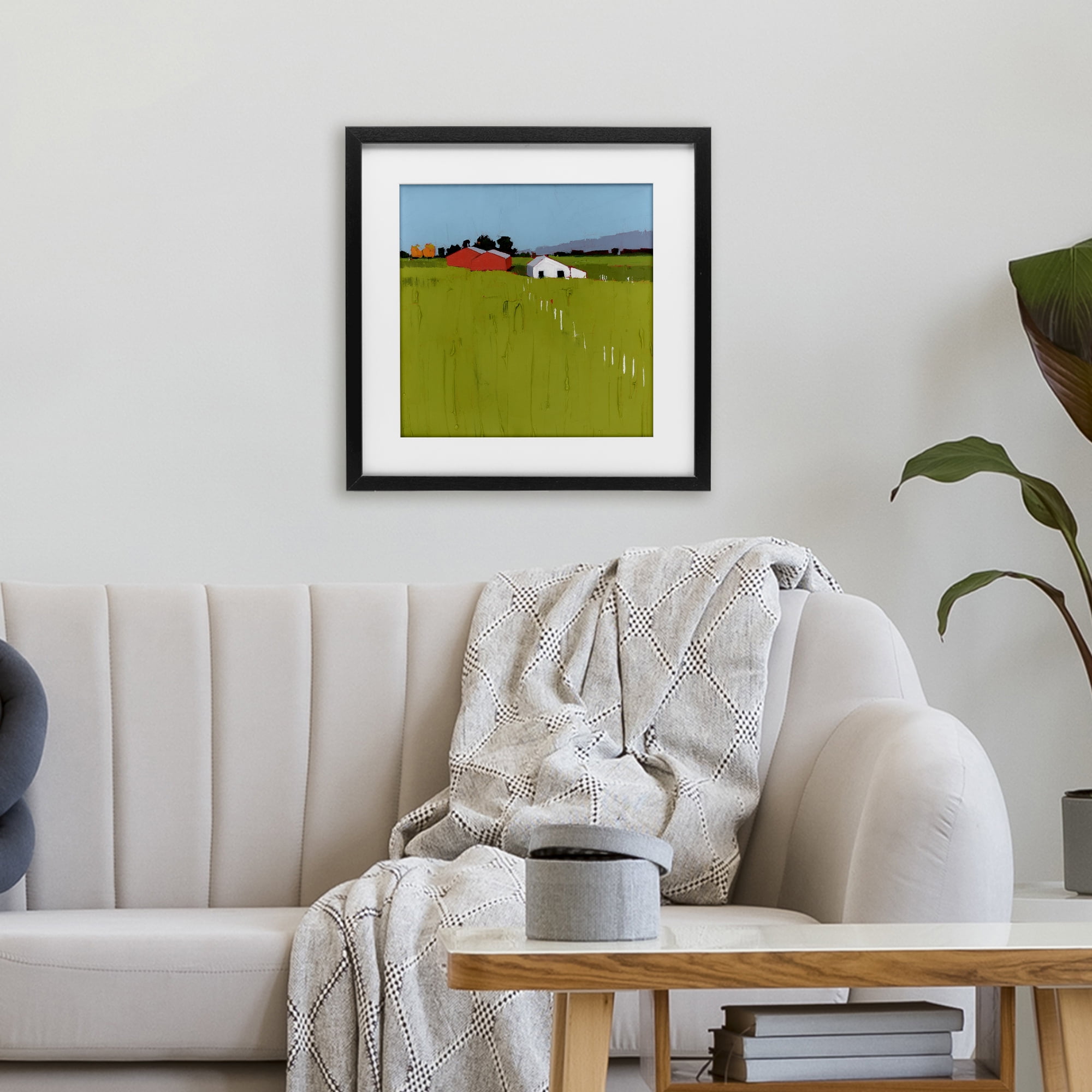 Pastoral Fence Line Black Framed Print Under Glass, design by Ruth LaGue