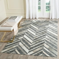 SAFAVIEH Studio Leather Byrne Geometric Area Rug, Ivory/Dark Grey, 4' x 6'