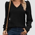 thumbnail image 4 of Suéteres de Mujer, Blusas Tipo Túnica de Larga con Cuello en V y Estilo Casual Negro S, 4 of 7