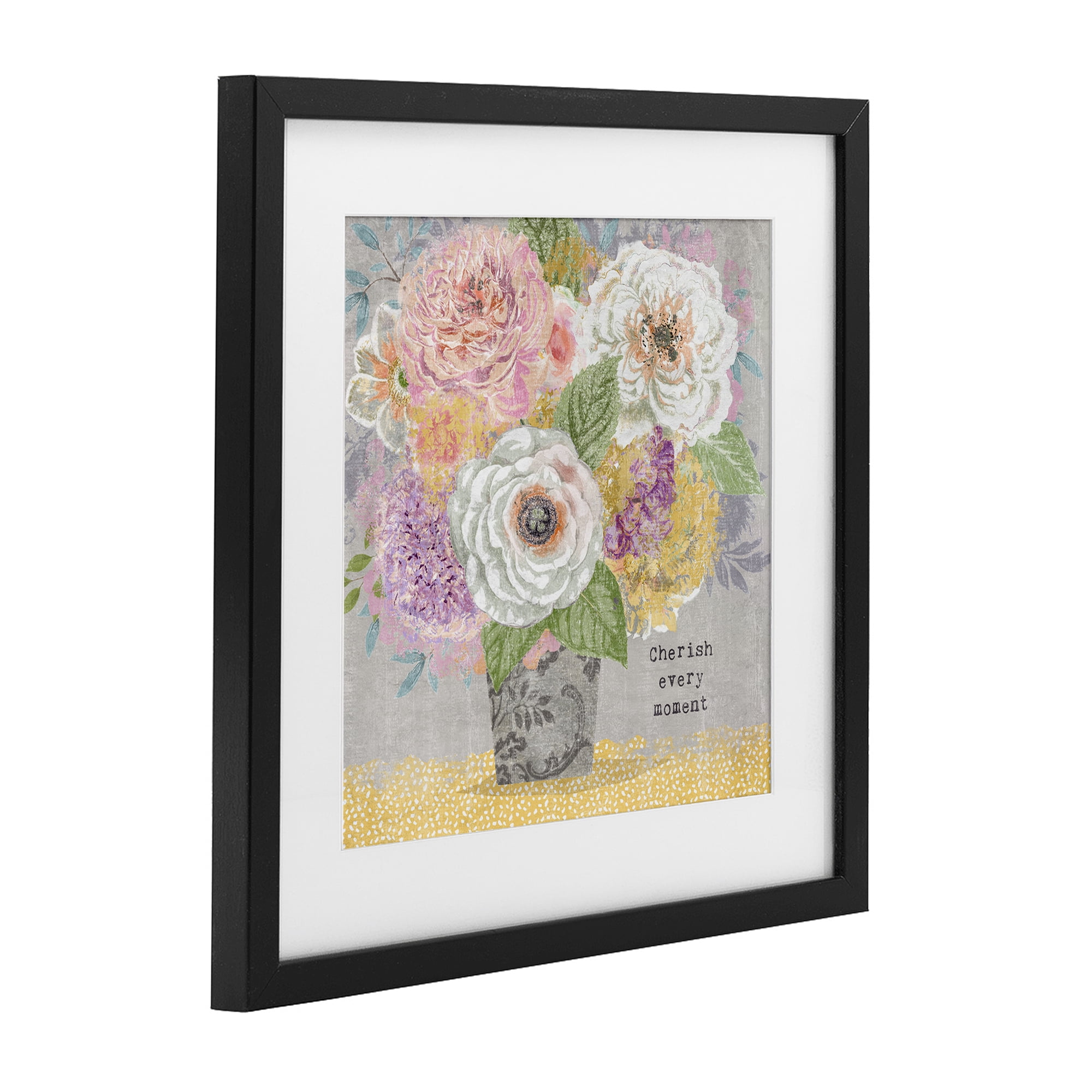 Stupell Industries Cherish Every Moment Inspiration Black Framed Print Under Glass, design by Suzanne Nicoll