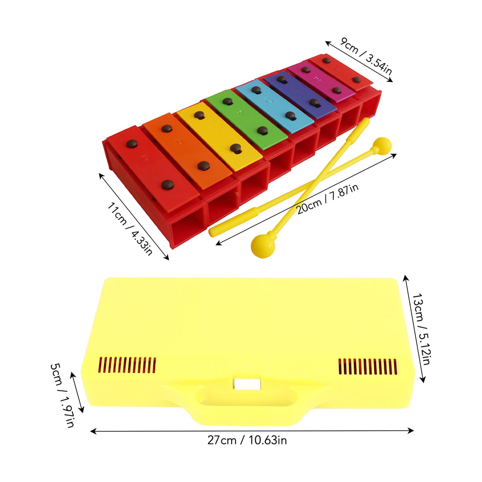 8 Notes Glockenspiel Glockenspiel, Kids Xylophone Musical Toy 8 Notes with Mallets for Music