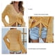 thumbnail image 5 of Prendas de punto Suéter de punto informal con cuello en V y manga acampanada con cordón para mujer, 5 of 8
