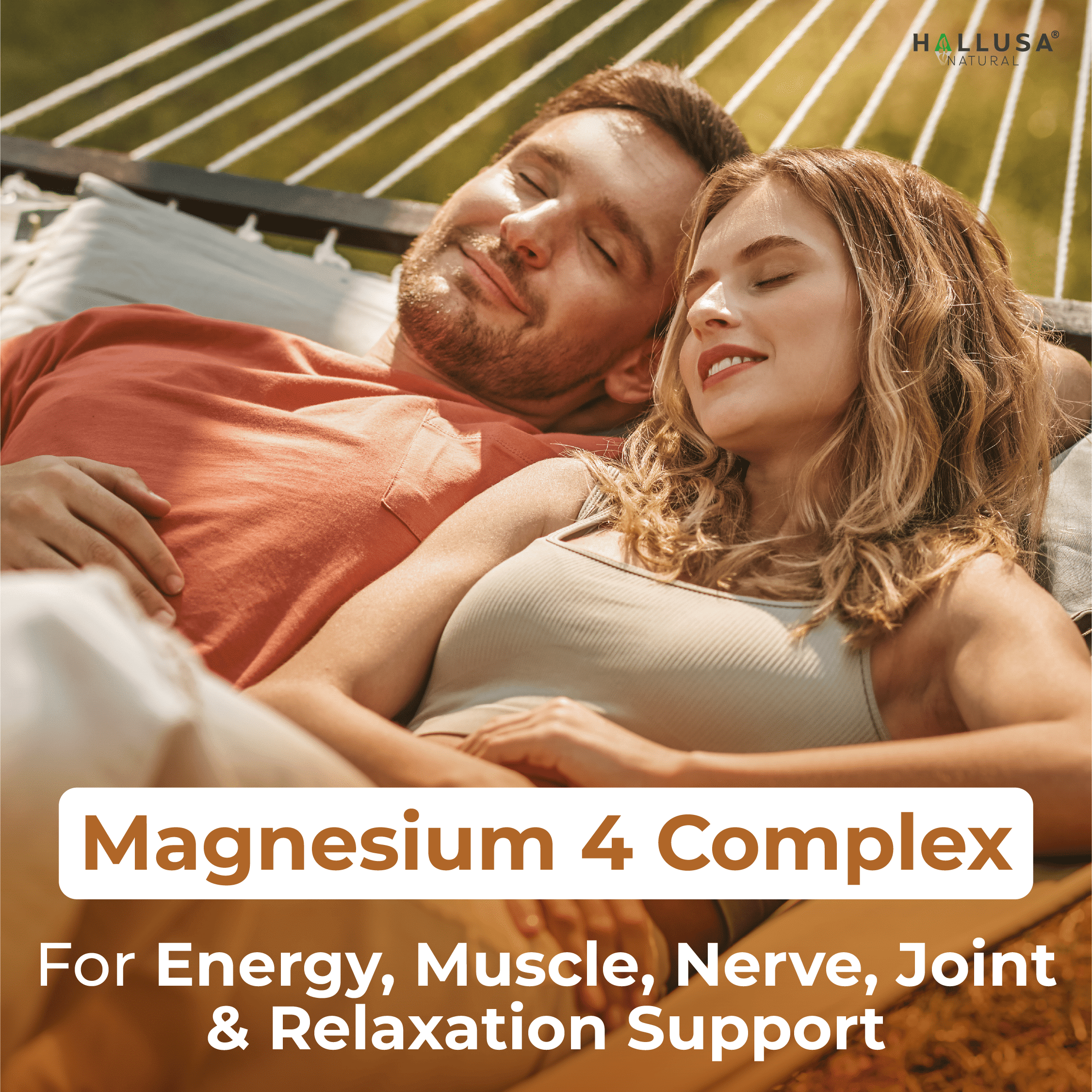 Hallusa Natural 4 Magnesium Complex + Curcumin Turmeric, Malate, Aspartate, Taurate, Bisglycinate - Energy, Muscle Function, Heart Health & Digestion - 60 capsules