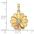 thumbnail image 3 of Finest Gold 14K with White & Rose Rhodium Diamond-cut Ladybug on Flower Pendant, 3 of 3