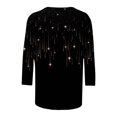 thumbnail image 4 of TAGOLD Womens Summer Tops,Women's Loose Mid-Length 3/4 Sleeve Bright Glitter Printed Round Neck Top T-Shirt, 4 of 5