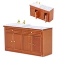 thumbnail image 4 of Gabinete De Fregadero De Cocina En Miniatura, Decoración De Mármol, Fregadero De Casa De Muñecas, Modelo De Fotos, Accesorios De Madera De Abedul, Escala 1: 12 Para Dormitorio, 4 of 7