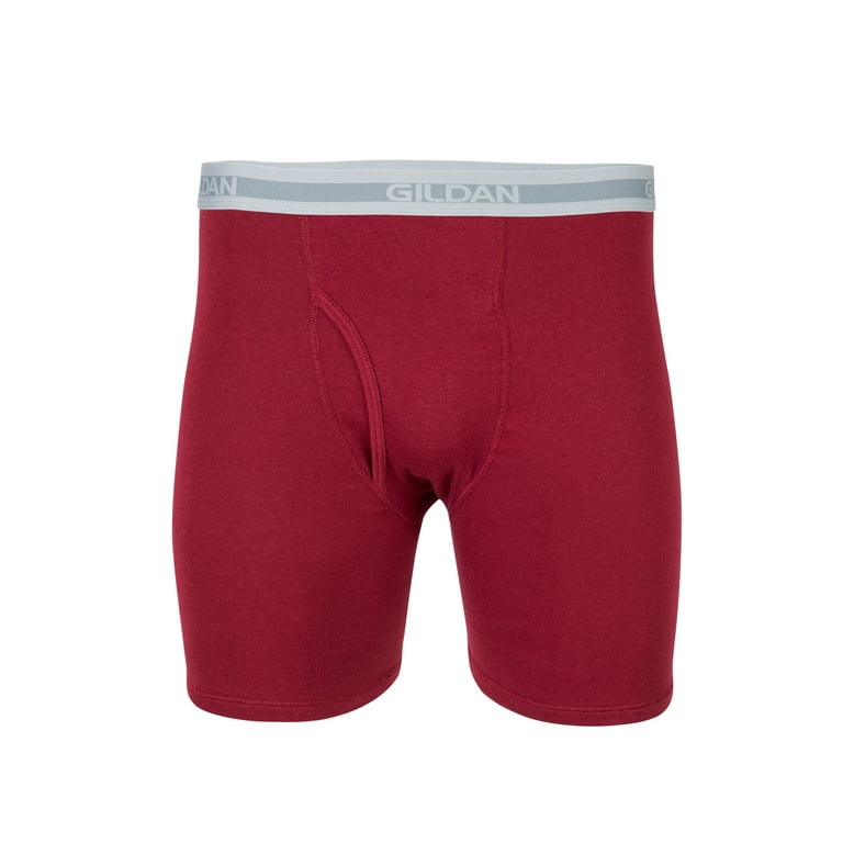 Gildan Men's Underwear Covered Waistband Boxer Large, Mixed Garnet (5-pack)