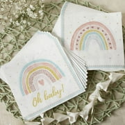 Kate Aspen Decorative 2 Ply Paper Napkins - Set of 60 - 6.5 Inch Durable Disposable Serveware for Birthday, Baby Shower, Anniversary Party (Bulk) - Boho Rainbow