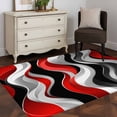 thumbnail image 3 of Abstract Wave Line Washable Area Rug 3x5 111 Black Red Gray Stripe Graffiti Low-Profile Large Area Rugs with Non Slip Backing Indoor Floor Carpet for Entrance Living Room Bedroom Home Office, 3 of 9