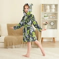 thumbnail image 4 of FORMRS Niños Bathrobe Unisex Hooded Robe Soft Plush Pajamas Sleepwear, Size 7-9T, White Flower Pattern, 4 of 7