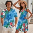 thumbnail image 2 of Jeiento His and Hers Matching Outfits Sea Turtle Womens Hawaiian Dresses Summer Shirts for Men Tropical Floral Casual Button Up Shirt Men and Women Matching Outfits Flowy Tiered Beach Vacation Dress, 2 of 6