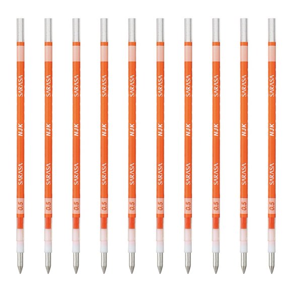 Zebra BRNJK5ROR Ballpoint Pen Refill, Sarasa, NJK-0.5 Lead, Red Orange, 10 Pens