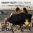 thumbnail image 5 of Double Camping Chair Loveseat - 2 Person Oversized Camping Couch for Adults Padded Heavy Duty Outdoor Lawn Beach Portable Folding Chairs with Cup Holders and Carry Bag Support 600lbs, Black/Grey, 5 of 6