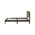 thumbnail image 6 of Queen Size Bed Frame with Rattan Headboard and Enhanced Support Slats,Rubber Wood,84.7"x63.8"x40.8",No Drawers,Espresso, 6 of 8