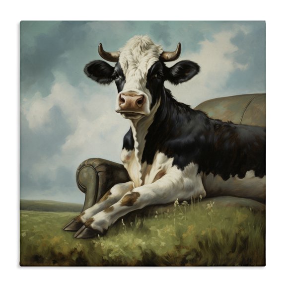 Stupell Industries Rustic Lodge Cow on Country Couch Canvas Art, 24 x 24, by Lazar Studio