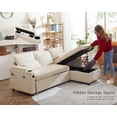 thumbnail image 6 of Convertible Sofa Bed Sleeper Pull Out Sectional Couch with Storage, L Shaped Couch Bed for Living Room,Apartment,Small Space - White, 6 of 6
