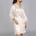 thumbnail image 5 of IROINNID Long Sleeve Dress for Women Wedding Guest Dresses Mid-Length Wrap Dress Homewear Long-Sleeve V-Neck Dress Color Lace Night-Robe One Size,White, 5 of 8