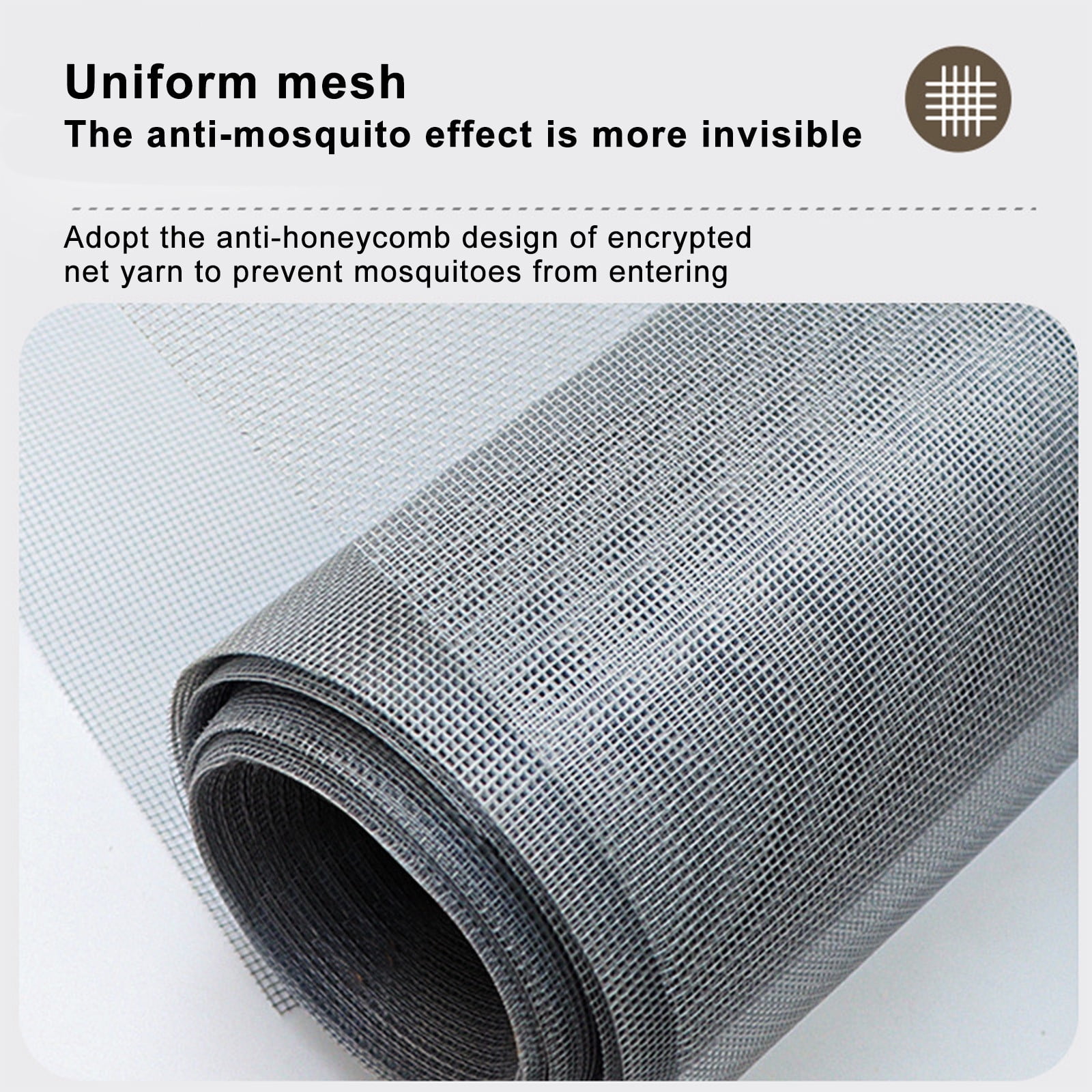 yulier Window Screen with Zipper, Adjustable Self-Adhesive Screen for House Window, Stainless Steel Wire Fine Mesh Insect Fly Screen, Black Frames White Mesh, 39x47 Inches