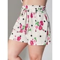 thumbnail image 1 of Pantalones cortos de papel de impresión floral de talla grande Rosegal  Pantalones cortos de talla grande, 1 of 5