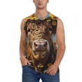thumbnail image 1 of Fotbe Cute Cow Sunflower Crown A Men's Camiseta sin Mangas Estampada para Hombres, Playera Casual para Gimnasio, Entrenamiento, Playa-X-Large, 1 of 7