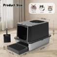 thumbnail image 4 of Enclosed Cat Litter Box: All Black Stainless Steel - Odor-Resistant & High-Sided - Teflon Non-Stick Coating for Quick Cleaning - Large Top-Exit Pan for Modern Homes Balcony, 4 of 15
