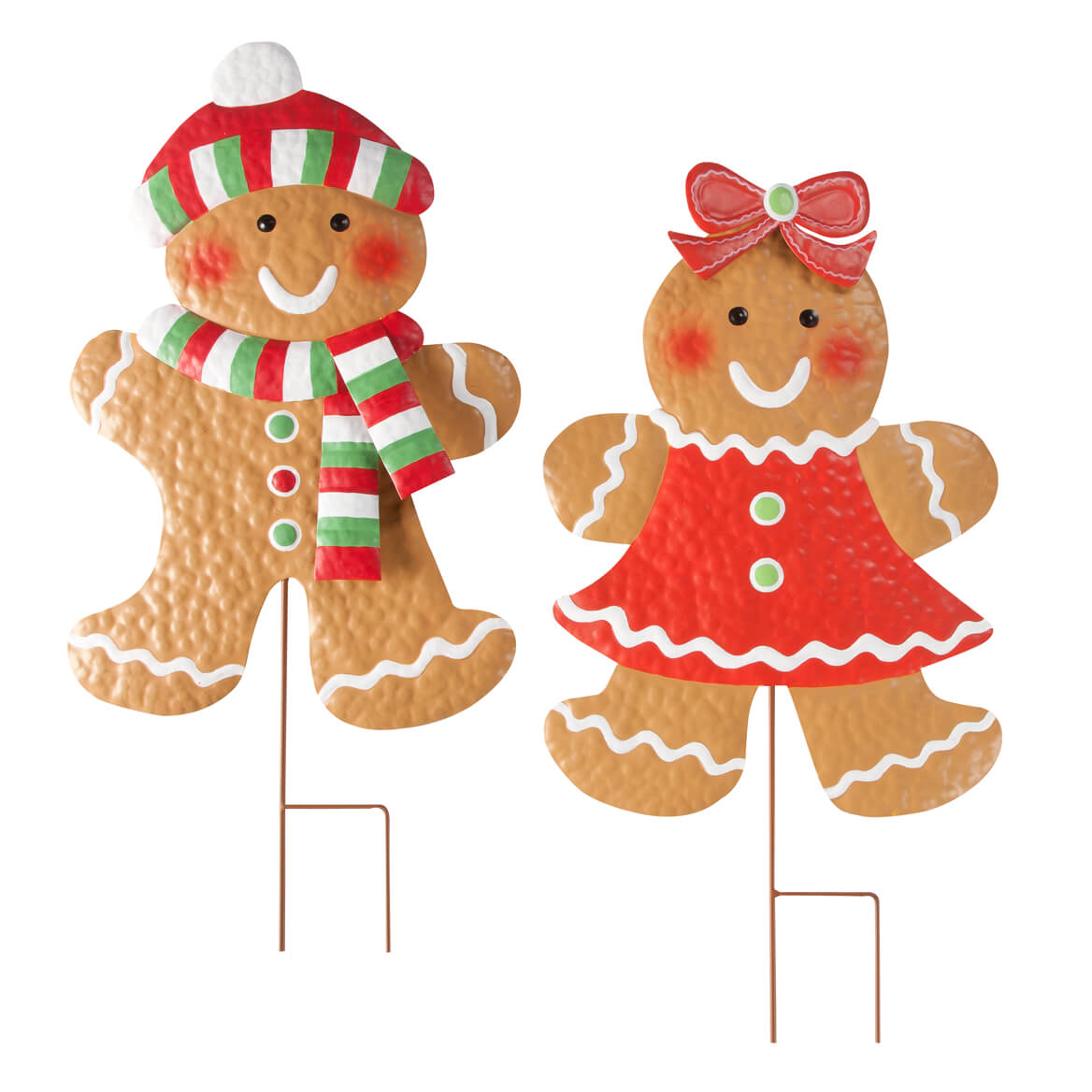 Gingerbread Girls head with bow Set of 3