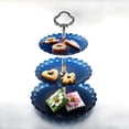 thumbnail image 2 of Con asa de 3 niveles, plástico 3, soporte para pasteles, soporte para servir, fruta, soporte para postres y magdalenas, soporte para pasteles para decoración de bodas y fiestas, como plato de frutas, 2 of 7
