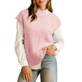 thumbnail image 5 of Arach&Cloz Women's Cotton Blend Cap Sleeve Side Slit Sweater Vest Fall Casual Tops 2025, 5 of 7
