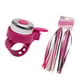 thumbnail image 3 of puños de bicicleta para niños con borlas y 1 timbre, cintas para manillar de patinete, serpentinas tejidas, accesorios para bicicleta (borlas rosas y timbre rojo), 3 of 5