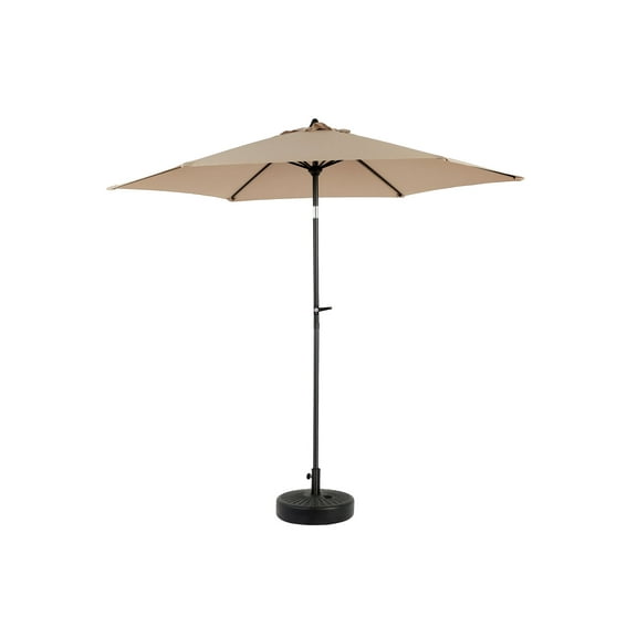 9FT Outdoor Patio Umbrella Outdoor Table Umbrella with Push Button Tilt and Crank, Market Umbrella 6 Sturdy Ribs , Deck, Backyard, Pool (Base Not Included)  - ( khaki )