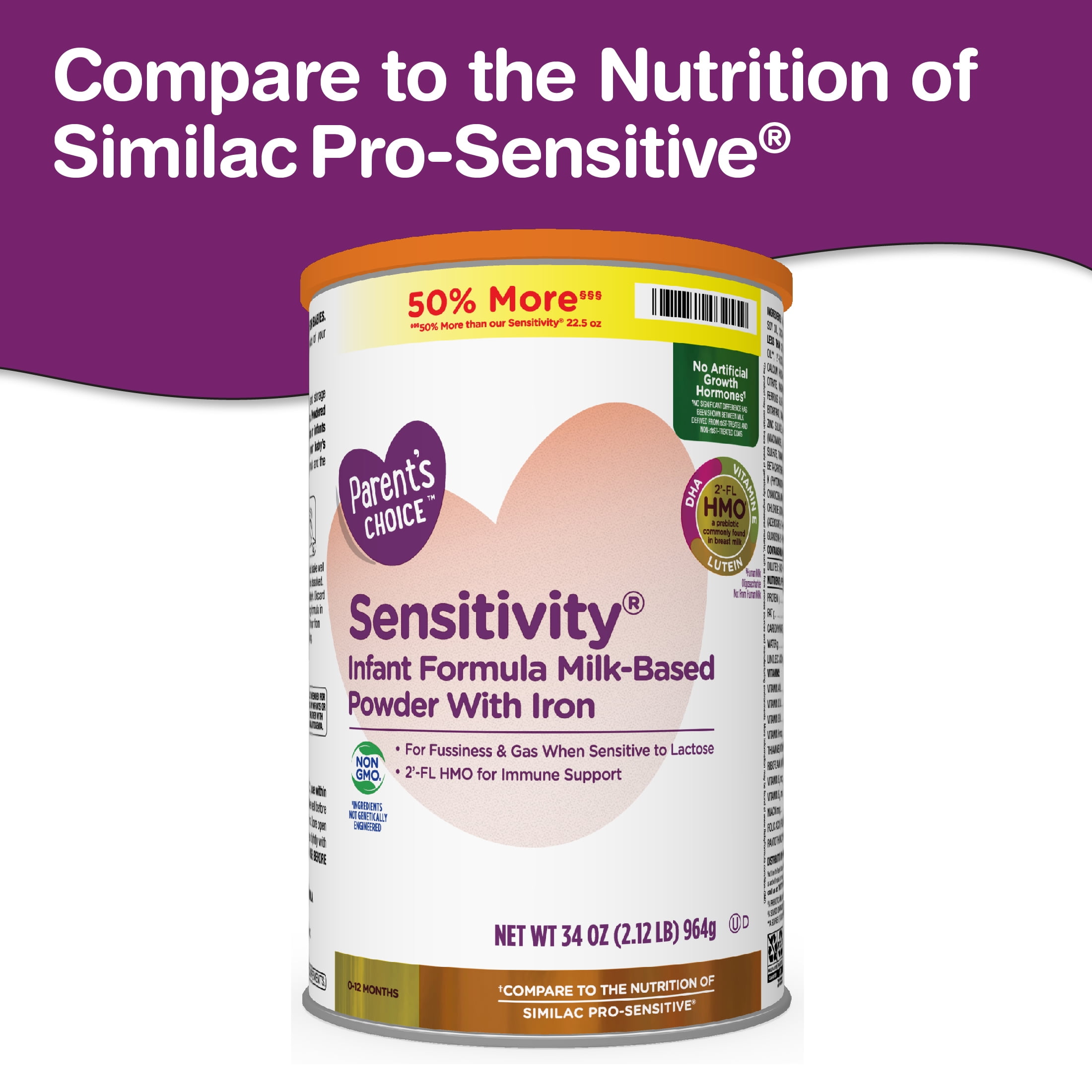 Parent S Choice Sensitivity Non Gmo Powder Baby Formula 34 Oz Canister Walmart Com