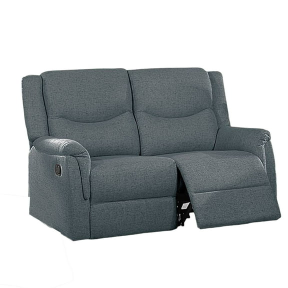 Ammy Manual Recliner Loveseat, 53in Solid Wood, Dark Gray Faux Burlap