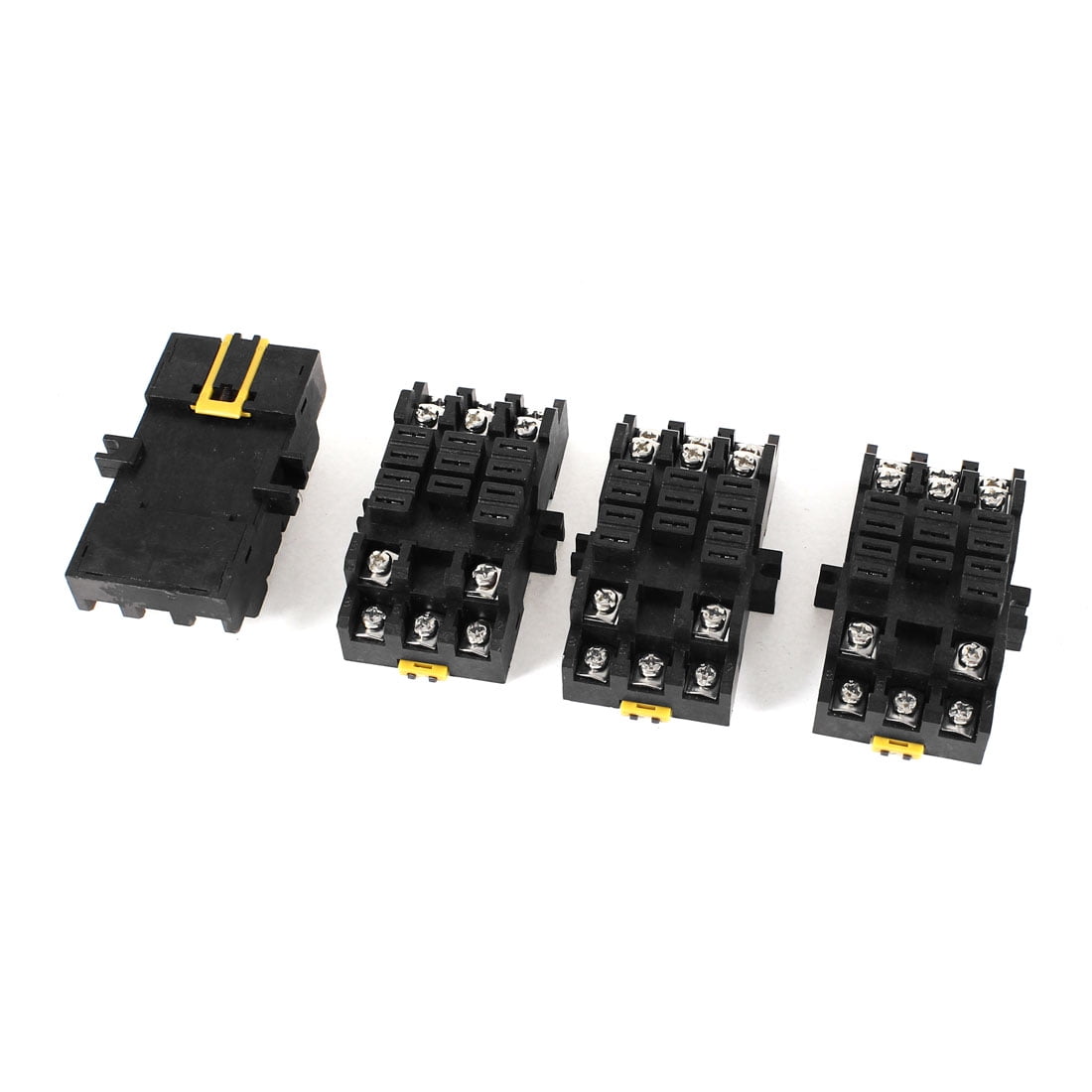 4 Pcs Black Relay Socket 35mm DIN Rail Surface Mount 11 Pins Square