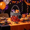 thumbnail image 4 of Yhmxh Halloween Trick or Treat Basket, Checkered Plaid Candy Tote Basket with Cute Embroidery, Reusable Halloween Candy Pail, Portable Storage Bag for Halloween Party Candy Collection and Decorations, 4 of 6