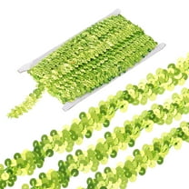Uxcell 5 Yards 0.8 Inch Elastic Sequins Trim 2 Row Flat Sequin Strip Paillette Fabric Ribbon for Crafts DIY Fringe Sewing Costume Dress, Fluorescent Green