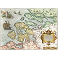 thumbnail image 2 of Hogenberg, Frans 18x14 Gold Ornate Wood Framed with Double Matting Museum Art Print Titled - Map of Zeeland, 2 of 4